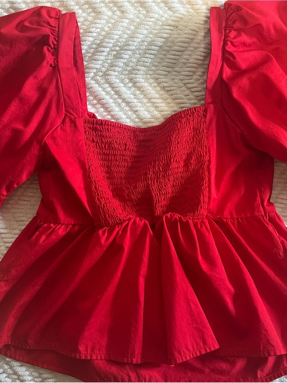 Old Navy Red Square-Neck Peplum Blouse